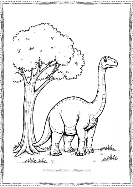 Giganotosaurus Standing Beside A Simple Tree Free PDF Printable