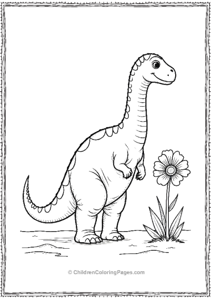 Giganotosaurus Standing Near A Flower Minimalistic Free PDF Printable