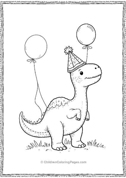 Giganotosaurus Wearing A Birthday Hat Surrounded By Free PDF Printable