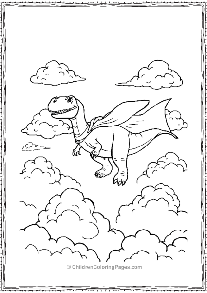 Giganotosaurus Wearing A Superhero Cape Flying Free PDF Printable