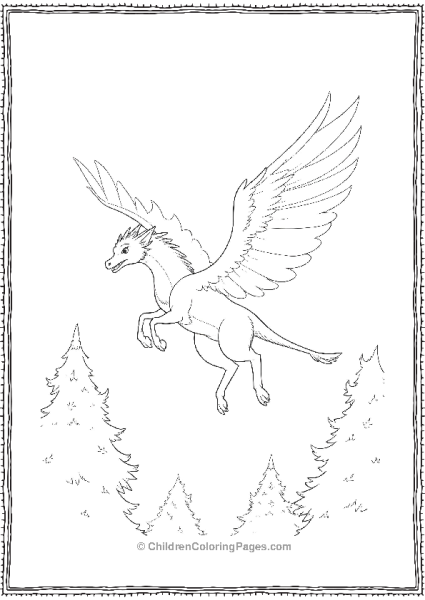 Griffin Flying Above Tree Free PDF Printable