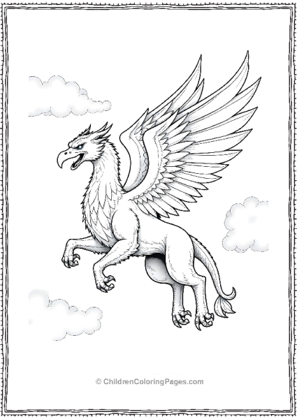 Griffin In Flight With Its Strong Beak Free PDF Printable