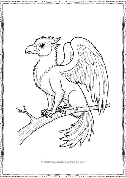 Griffin Perched On A Branch Free PDF Printable