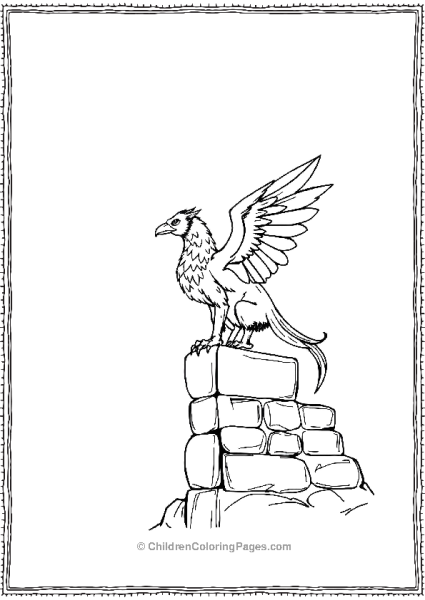 Griffin Perched On A Simple Stone Wall Free PDF Printable