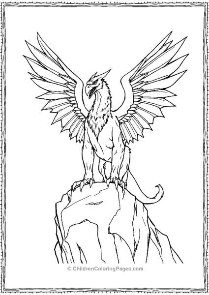 Griffin Sitting On A Rock Ready To Fly Free PDF Printable