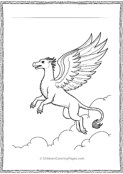 Griffin Spreading Its Wings In Midflight Free PDF Printable