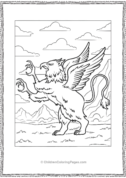 Griffin Standing On Its Hind Legs  Free PDF Printable