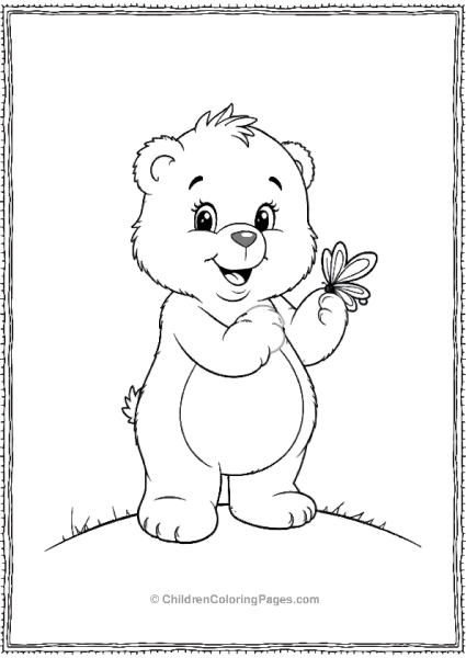 Happy Bear Holding A Butterfly Free PDF Printable