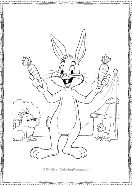 Happy Bugs Bunny With Carrots Free PDF Printable