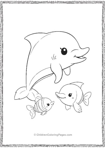 Happy Dolphin And Fish Friends  Free PDF Printable