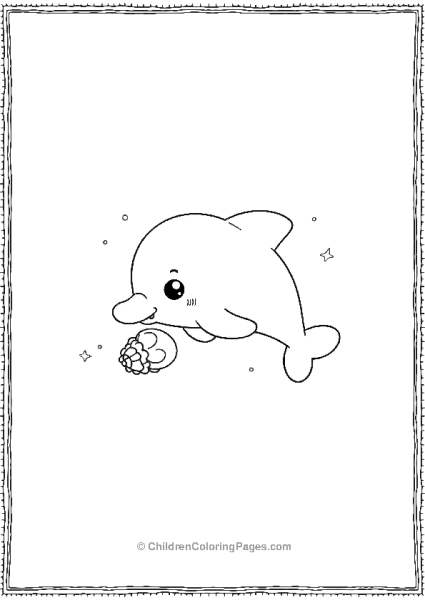 Happy Dolphin With Shell Free PDF Printable