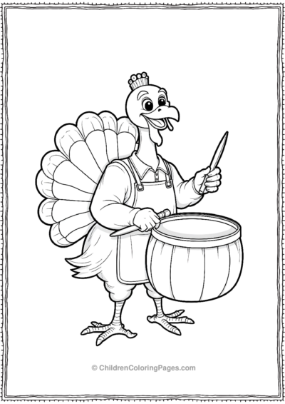 Happy-Turkey-Playing-The-Drums-On-A-Pumpkin-Pie Free PDF Printable