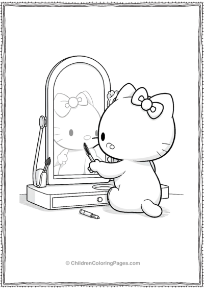 Hello-Kitty-Admiring-Herself-In-A-Mirror Free PDF Printable