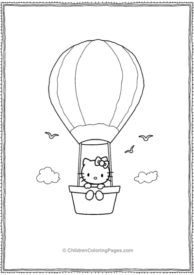 Hello-Kitty-And-A-Hot-Air-Balloonand-Flying-High Free PDF Printable