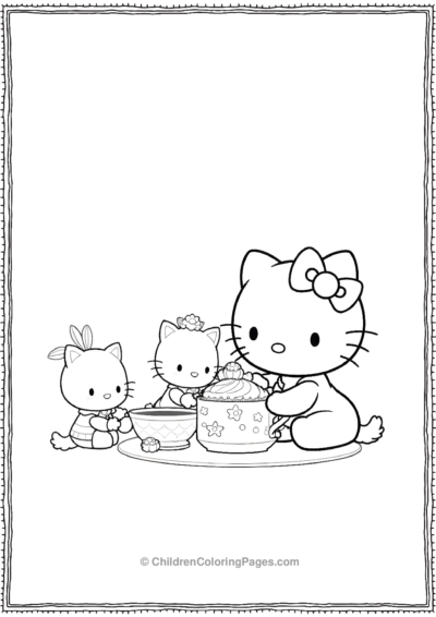 Hello-Kitty-And-Her-Friends-Having-A-Tea-Party Free PDF Printable