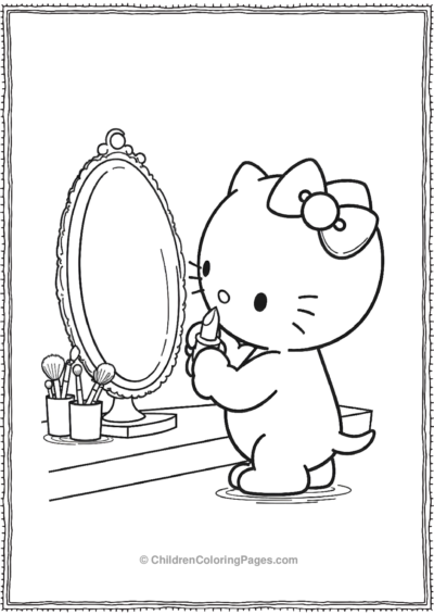 Hello-Kitty-Applying-Lipstick Free PDF Printable