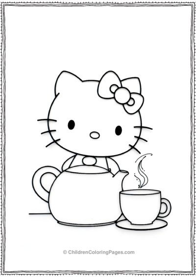 Hello-Kitty-At-A-Table-Made-Of-Basic-Shapes Free PDF Printable