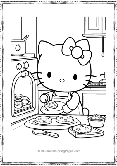 Hello-Kitty-Baking-Cookies-In-The-Kitchen Free PDF Printable