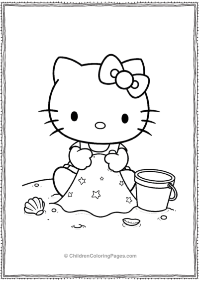 Hello-Kitty-Building-A-Sandcastle-On-The-Beach Free PDF Printable