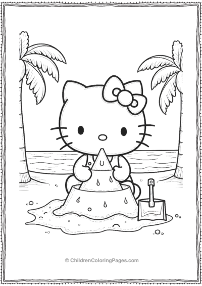 Hello-Kitty-Building-A-Sandcastle Free PDF Printable