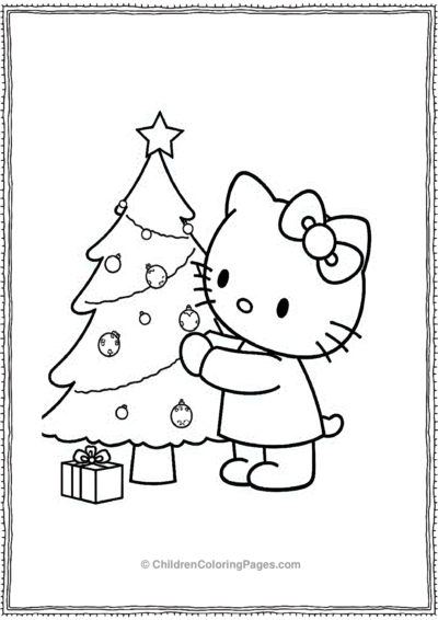 Hello-Kitty-Decorating-A-Christmas-Tree Free PDF Printable