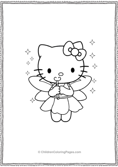 Hello-Kitty-Dressed-As-A-Magical-Fairy Free PDF Printable