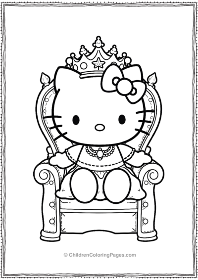 Hello-Kitty-Dressed-As-A-Princess Free PDF Printable