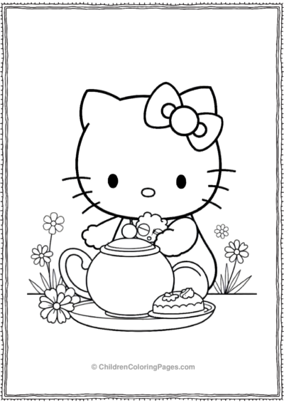 Hello-Kitty-Having-A-Biscuit Free PDF Printable