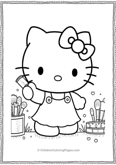 Hello-Kitty-Holding-A-Lip-Gloss-Tube-And-Smiling Free PDF Printable