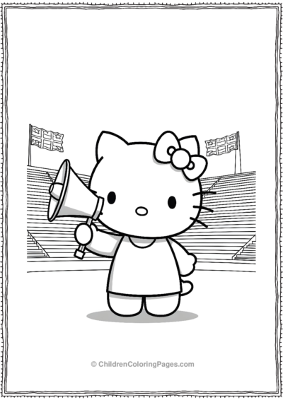 Hello-Kitty-Holding-A-Simple-Megaphone Free PDF Printable