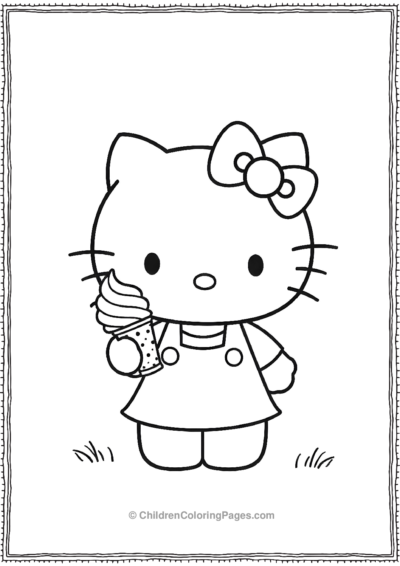 Hello-Kitty-Holding-An-Ice-Cream-Cone Free PDF Printable