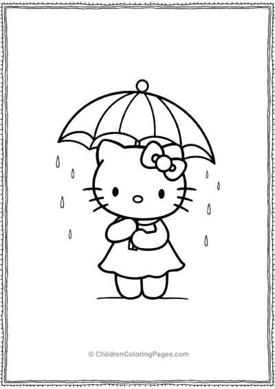 Hello-Kitty-Holding-An-Umbrella Free PDF Printable