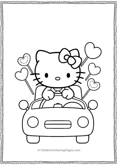 Hello-Kitty-In-A-Cute-Car Free PDF Printable