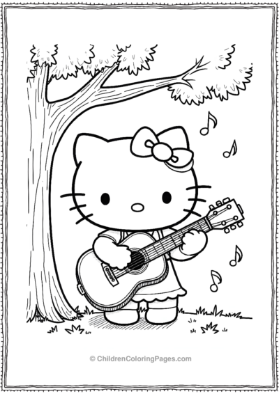 Hello-Kitty-Playing-The-Guitar Free PDF Printable