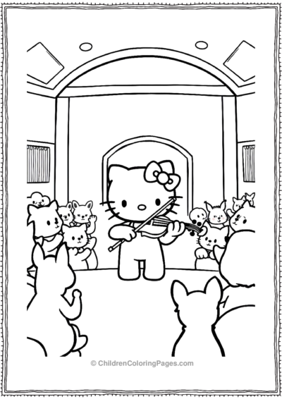 Hello-Kitty-Playing-The-Violin-In-A-Concert-Hall Free PDF Printable