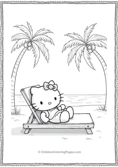 Hello-Kitty-Relaxing-On-A-Rectangular-Beach-Chair Free PDF Printable