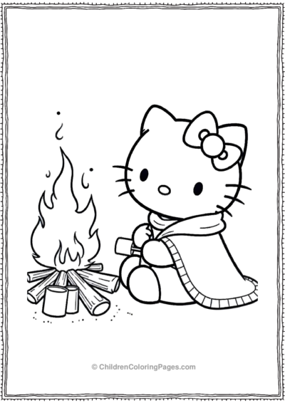 Hello-Kitty-Sitting-By-A-Fireplace-Roasting-Marshm Free PDF Printable