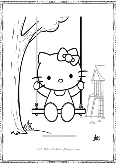 Hello-Kitty-Sitting-On-A-Swing Free PDF Printable