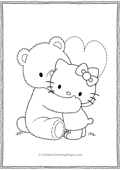 Hello-Kitty-With-A-Big-Bear Free PDF Printable