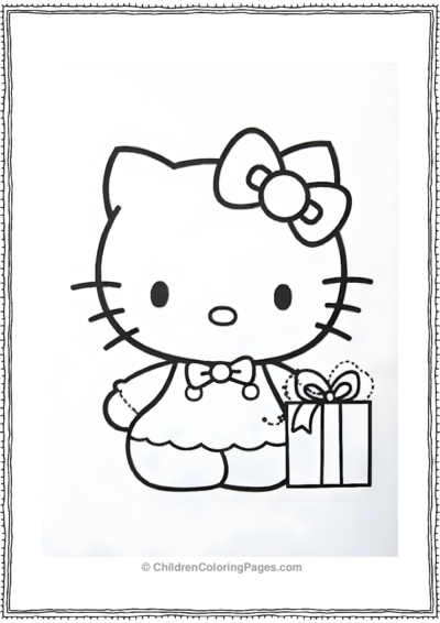 Hello-Kitty-With-A-Gift Free PDF Printable