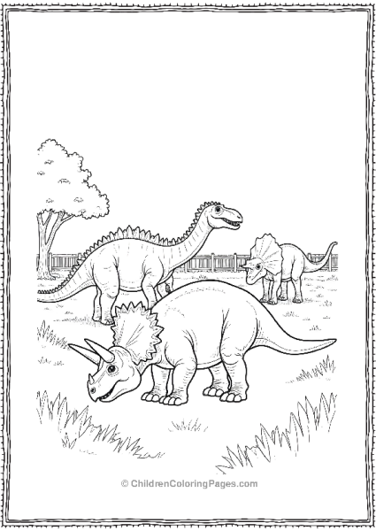 Herbivores Grazing Peacefully In Jurassic Park Free PDF Printable