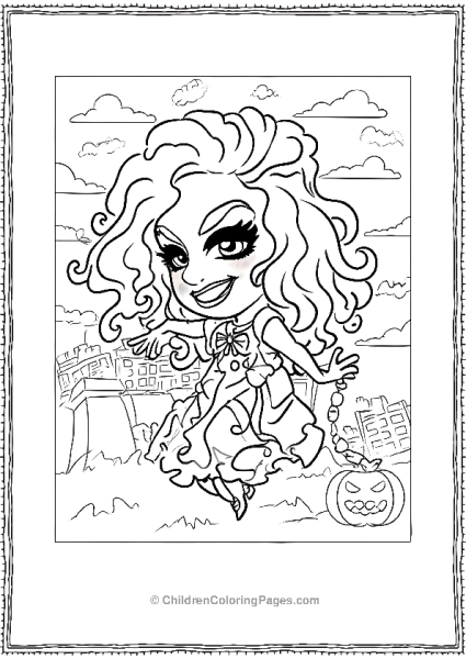 Hocus Pocus Sister Going On A Walk With Her Pet Haunted Pumpkin Free PDF Printable