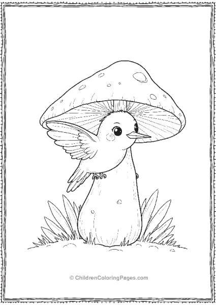 Hummingbird Behind A Mushroom Free PDF Printable