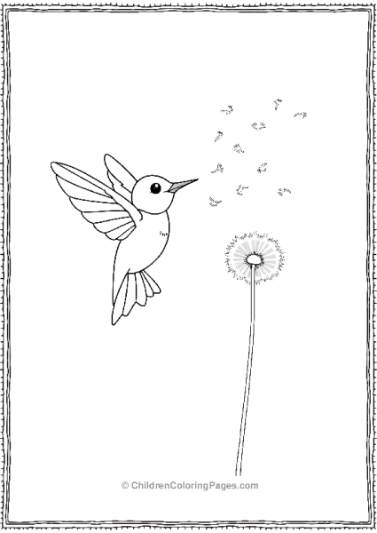 Hummingbird Blowing Dandelion Free PDF Printable