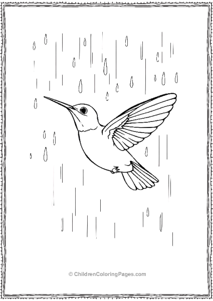 Hummingbird Flying In Rain Free PDF Printable