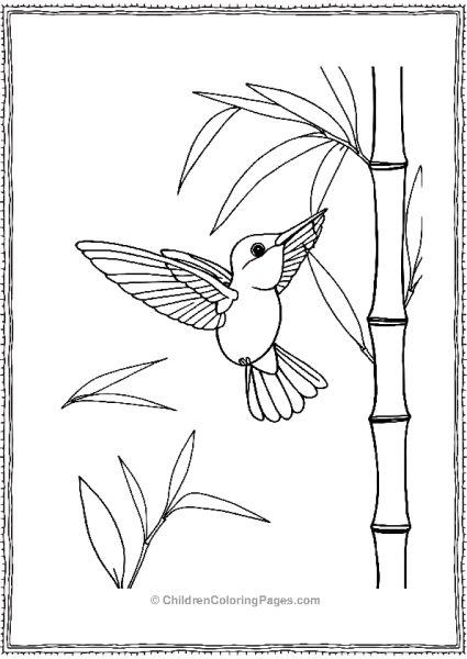 Hummingbird Flying Near Bamboo Stocks Free PDF Printable