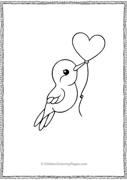 Hummingbird Holding A Small Heart Free PDF Printable