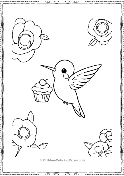 Hummingbird Holding A Tiny Cupcake Free PDF Printable