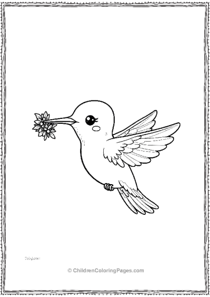 Hummingbird Holding A Tiny Flower Bouqet Free PDF Printable