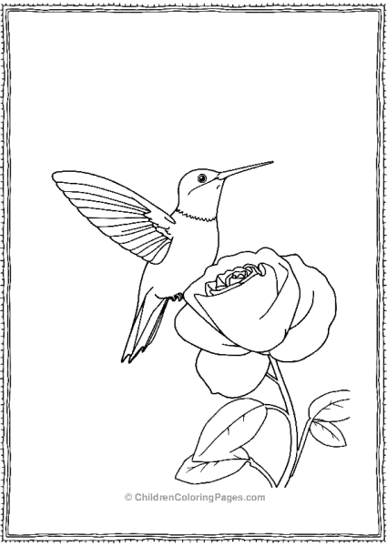 Hummingbird Perched On A Blooming Rose Free PDF Printable